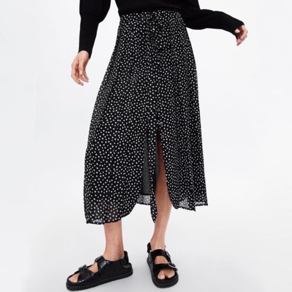 zara polka dot midi skirt